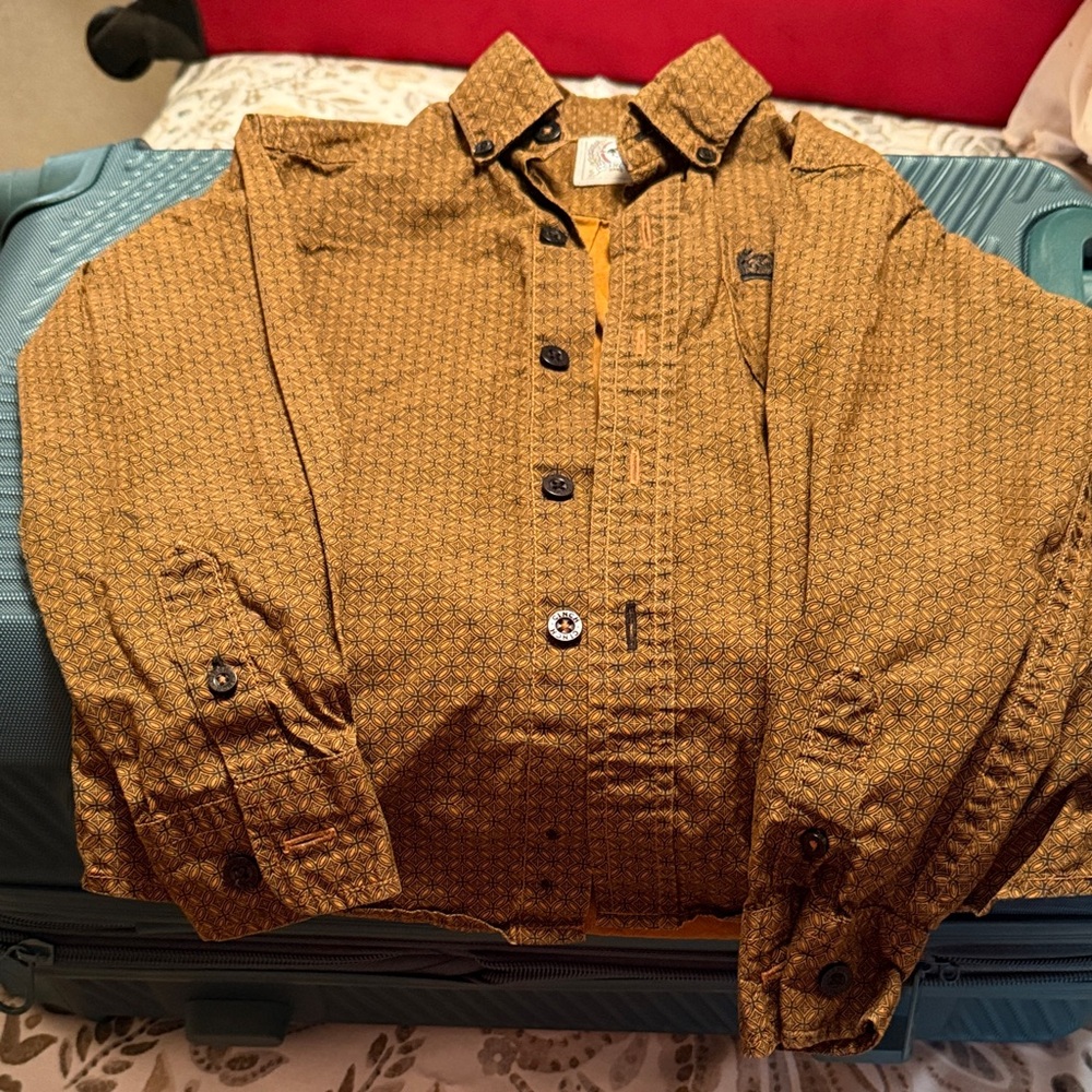 Cinch Kids Brown Patterned Button Down Shirt